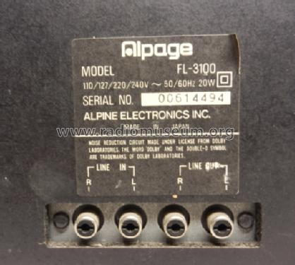 Alpage Stereo Cassette Tape Deck FL-3100; Alpine Electronics, (ID = 1248566) Reg-Riprod