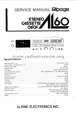 Alpage Stereo Cassette Tape Deck AL-60; Alpine Electronics, (ID = 1783444) R-Player