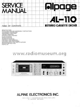 Alpage Stereo Cassette Tape Deck AL-110; Alpine Electronics, (ID = 1915935) R-Player
