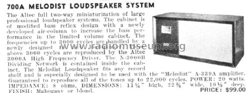 700A Melodist Loudspeaker System ; Altec Lansing Corp.; (ID = 404326) Lautspr.-K