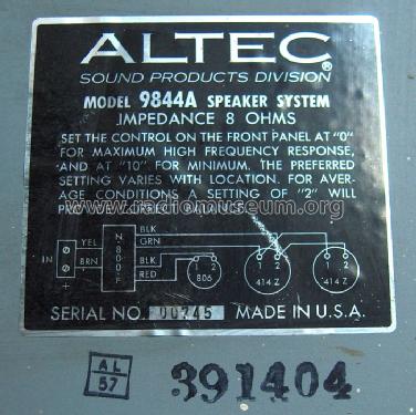 9844A ; Altec Lansing Corp.; (ID = 1092259) Speaker-P