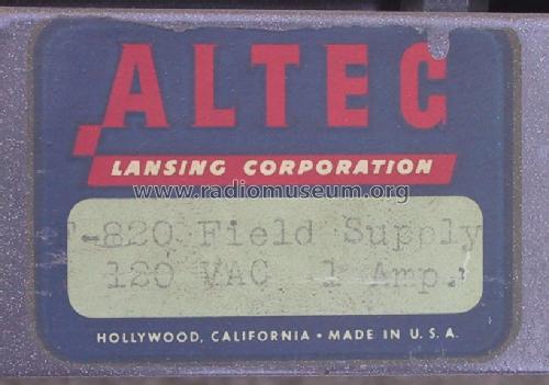 Field Supply F-820; Altec Lansing Corp.; (ID = 1008961) A-courant