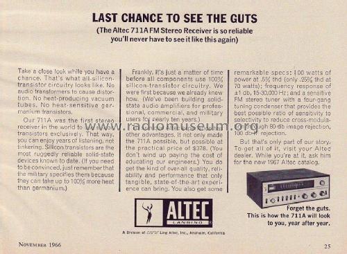 Solid State Stereo Music Center 711A; Altec Lansing Corp.; (ID = 1749642) Radio