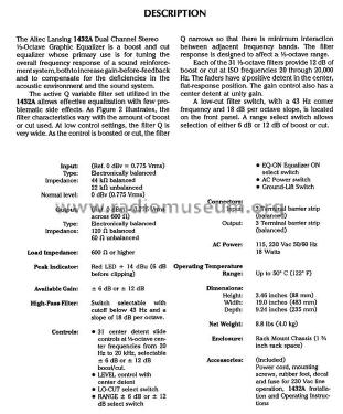 Stereo Graphic Equalizer 1432A; Altec Lansing Corp.; (ID = 1749698) Ampl/Mixer