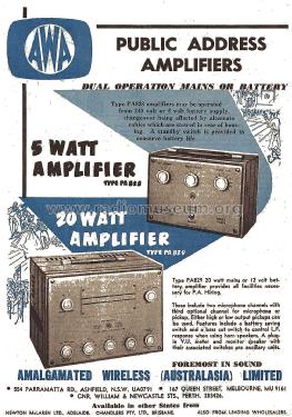 AWA 5 Watt Amplifier PA828; Amalgamated Wireless (ID = 2290770) Ampl/Mixer
