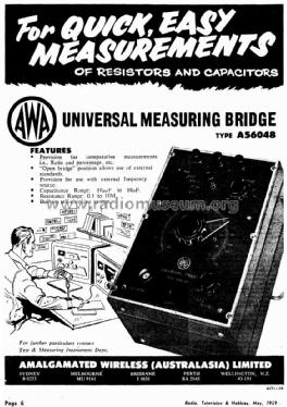 AWA Universal Bridge A56048; Amalgamated Wireless (ID = 2311356) Equipment