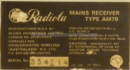 Radiola AM79; Amalgamated Wireless (ID = 1951371) Radio
