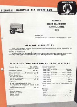 Radiola Eight Transistor B23; Amalgamated Wireless (ID = 1350955) Radio