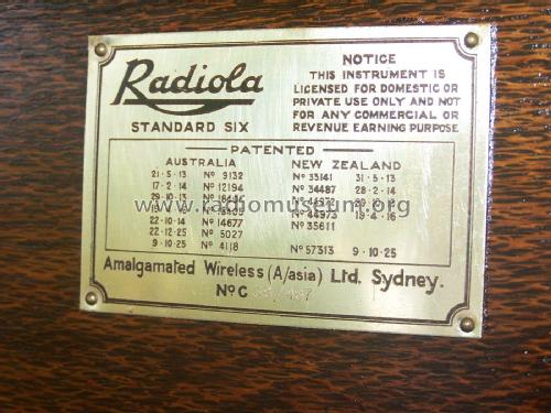 Radiola Standard Six C38; Amalgamated Wireless (ID = 2835883) Radio