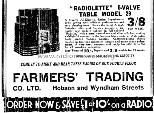 Radiolette 29; Amalgamated Wireless (ID = 2958132) Radio