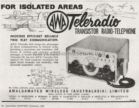 Teleradio 60A; Amalgamated Wireless (ID = 1833433) Commercial TRX