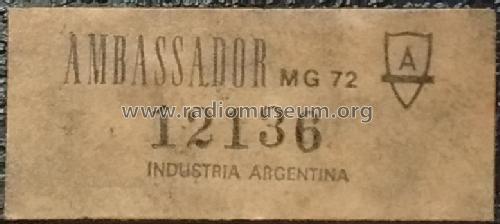 MG72; Ambassador Radio (ID = 2692123) Radio