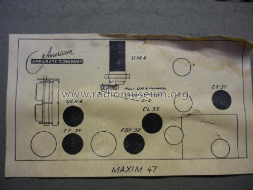 Maxim 47; American Apparate (ID = 936930) Radio