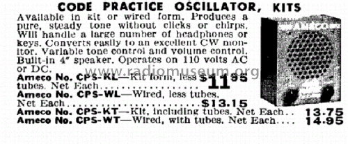 Ameco Code Practice Oscillator CPS-KL CPS-WL CPS-KT CPS-WT; American Electronics (ID = 2653519) Morse+TTY