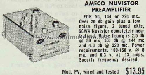Nuvistor Preamp; American Electronics (ID = 2059289) RF-Ampl.