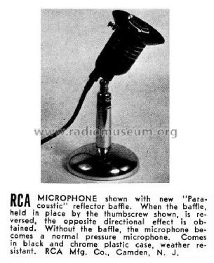 Table microphone with 'Paracoustic' baffle ; RCA RCA Victor Co. (ID = 1190024) Micrófono/PU