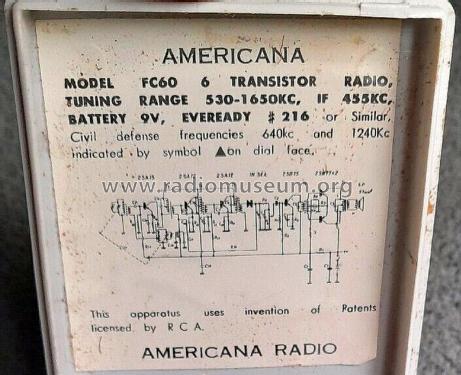 Americana - Six Transistor FC60; Americana Industries (ID = 2956401) Radio