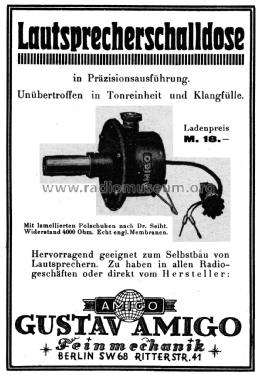 Lautsprecher-Schalldose ; Amigo, Gustav; (ID = 1922922) Parleur