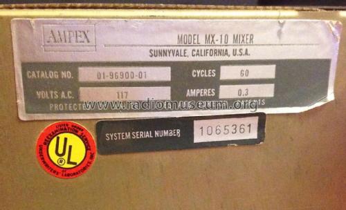 Mixer MX-10; Ampex; San Carlos, (ID = 2080169) Ampl/Mixer