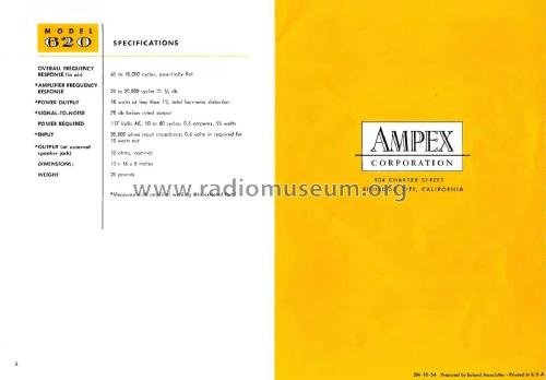 Portable Amplifier-Speaker 620; Ampex; San Carlos, (ID = 1925102) Ampl/Mixer
