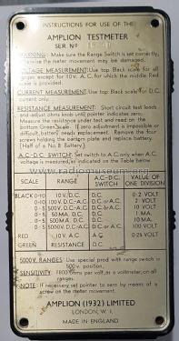 All Purpose Multirange Test Meter ; Amplion Brand, (ID = 2593193) Equipment