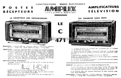 Combiné C471; Amplix CGTVE; Paris (ID = 2507280) Radio