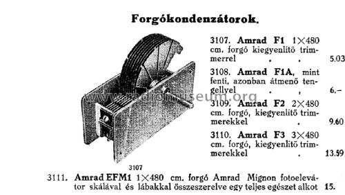 Forgókondenzátor - Variable Capacitor F2; Amrad (ID = 2228872) Radio part