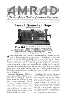 Amrad Quenched Gaps March 15, 1921 Bulletin Q; Amrad Corporation; (ID = 1850864) Paper