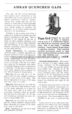 Amrad Quenched Gaps March 15, 1921 Bulletin Q; Amrad Corporation; (ID = 1850866) Paper