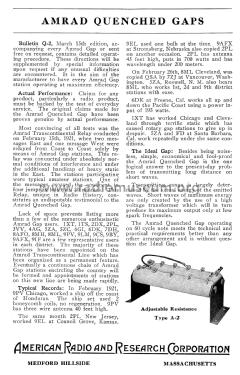 Amrad Quenched Gaps March 15, 1921 Bulletin Q; Amrad Corporation; (ID = 1850867) Paper