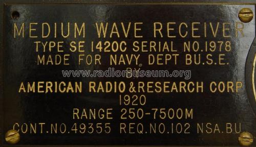Navy Receiver SE 1420C; Amrad Corporation; (ID = 2042941) Commercial Re