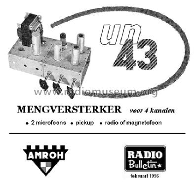 Mengversterker, Mixer UN-43; Amroh NV Radio (ID = 1344760) Ampl/Mixer