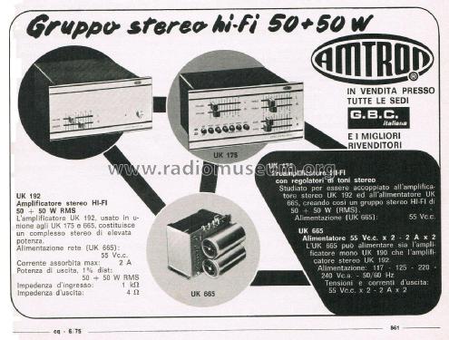 Amplificatore Stereo Hi-Fi 50+50W UK192; Amtron, High-Kit, (ID = 2834835) Ampl/Mixer