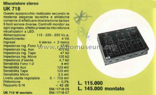 Mixer stereo 6 ingressi UK718 - UK718W; Amtron, High-Kit, (ID = 1402479) Kit