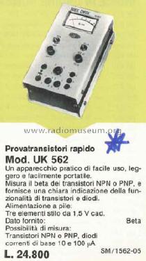 Prova Transistori Rapido UK562; Amtron, High-Kit, (ID = 1401549) Equipment