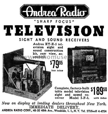 Television Sight and Sound Construction Kit KT-E-5; Andrea Radio Corp.; (ID = 2099042) Kit