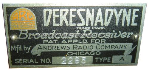 Deresnadyne A; Andrews Radio Co. (ID = 951549) Radio