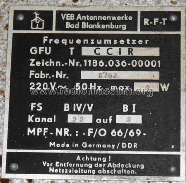 Fernsehkanalumsetzer - Modultechnik GFU T CCIR / 2; Antennenwerke Bad (ID = 1125682) Converter