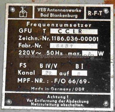 Fernsehkanalumsetzer - Modultechnik GFU T CCIR / 4; Antennenwerke Bad (ID = 1125693) Converter