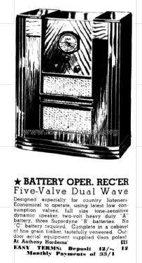 Uni Dual Wave Battery Receiver ; Anthony Hordern & (ID = 2585500) Radio
