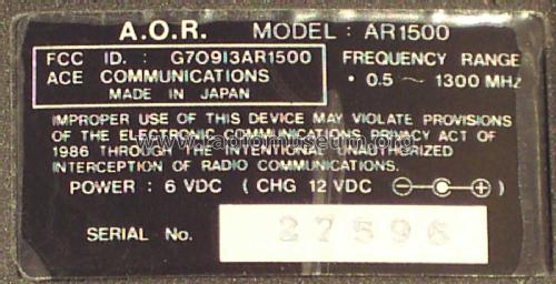 Wide Range Monitor AR-1500; AOR Ltd., Tokyo (ID = 2343911) Amateur-R