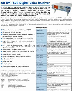 SDR Digital Voice Receiver AR-DV1; AOR Ltd., Tokyo (ID = 2057765) Commercial Re