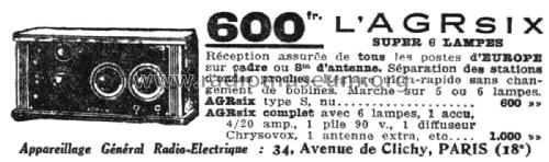 AGRsix Type S; Appareillage Général (ID = 1858465) Radio