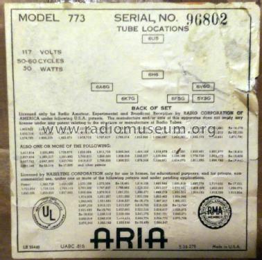 773 ; Aria brand, Allied (ID = 2294042) Radio