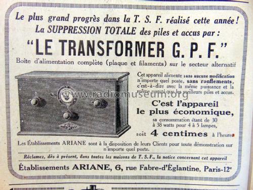 Boîte d'alimentation 'Transformer' G.P.F. ; Ariane; Paris (ID = 2167045) Power-S