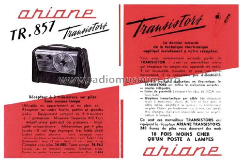 Transistors TR857; Ariane; Paris (ID = 2528145) Radio