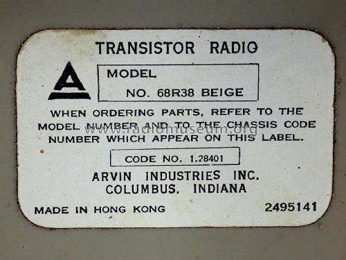 10 Transistor 68R38; Arvin, brand of (ID = 2672364) Radio