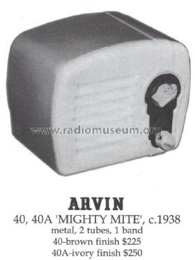 Arvin 40A 'Mighty Mite' ; Arvin, brand of (ID = 1392358) Radio