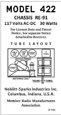 422 Ch= RE-91; Arvin, brand of (ID = 2932344) Radio