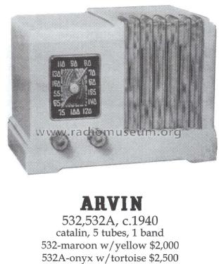 532 Ch= RE-92; Arvin, brand of (ID = 1393486) Radio